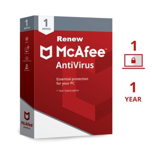 Renew McAfee Antivirus 1 User 1 Year